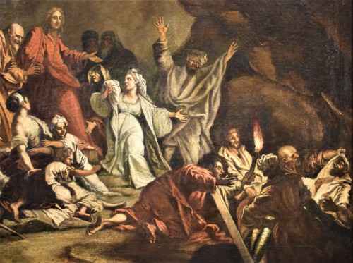 XVIIe siècle - La Résurrection de Lazare, école vénitienne fin du XVIIe